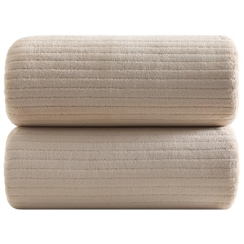 YTYC 39x78 Bath Sheets Extra Large Bath Towels Set Super Soft Absorbent Microfiber Oversized Bathroom Towels (Beige,2 PCS)