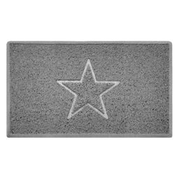 Nicoman Star Shape Embossed Entrance Door Mat Non Slip Dirt Trapper PVC Spaghetti Mat with Rubber Base, Jet Washable Quick Drying Doormat Indoor or Outdoor - (Medium, Grey, 75 x 44cm)
