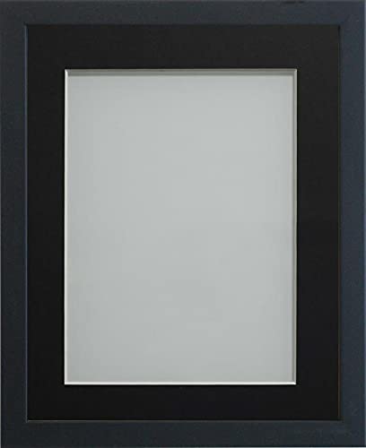 Frame Company Jellybean Range Black Wooden 9x7 inch Picture Photo Frame with Black Mount for Image 7x5 inch * Choice of Colours & Sizes* Fitted with Perspex