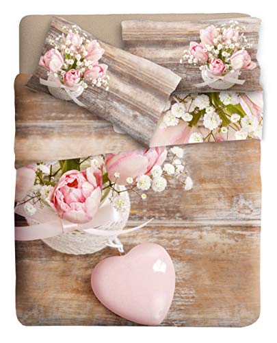 Ipersan Anniversary Fine Art Photographic Bedding Set, Organic Cotton, Brown/Pink, Double