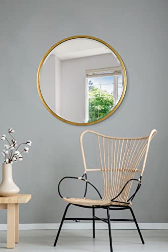 Large Gold Circular Bevelled Wall Mirror 80cm x 80cm
