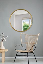 Large Gold Circular Bevelled Wall Mirror 80cm x 80cm