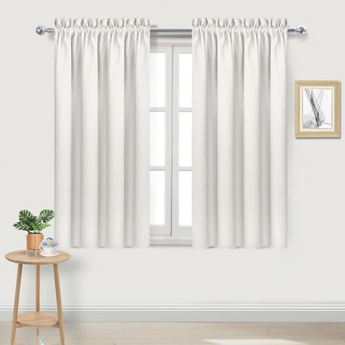 DWCN Blackout Curtains Thermal Insulated, Energy Saving & Noise Reducing Bedroom and Living Room Curtains, Ivory, W 38x L 54 Inch, Set of 2 Rod Pocket Curtain Panels
