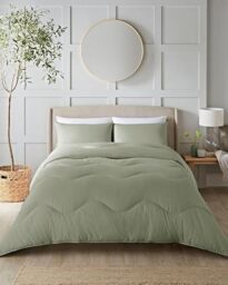 Night Lark Coverless Duvet Double 4.5 Tog Seersucker - Olive Green
