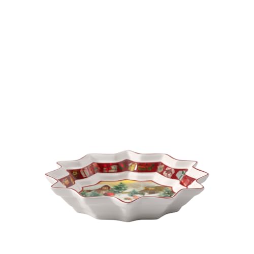 Villeroy & Boch Toy's Fantasy Small Porcelain Christmas Bowl, Deep Ceramic Serving Plate, White/Red
