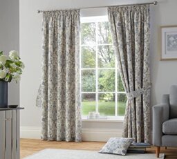 "Dreams & Drapes - Blue Damask Curtains W46 x L72"" (117 x 183cm) - 2x Panels - 100% Cotton - Tie Backs - Vintage Baroque Curtains & Drapes - Delft/Willowware in Blue China"