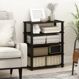 Furinno TURN-S-TUBE Storage Shelves Set of 2, 3-Tier Stackable Standing Shelf, Open Corner Shelf, for Organization and Storage, Living Room, Garage, Home Office, Espresso