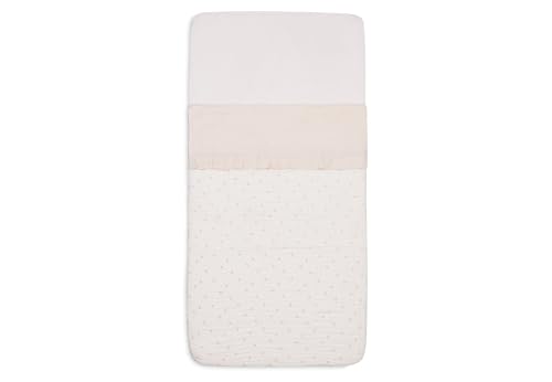 Jollein Bed Sheet Cradle - Ruffle Ivory - 75 x 100 cm - For Baby Cradle - 100% Cotton - Oeko-Tex Certified - Linen Look - with Ruffles - Ivory