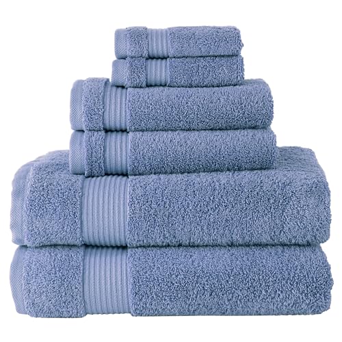 BERIBO Turkish Towel Set 100% Cotton (Serenity) 6 Pieces, 620gsm (Serenity Blue)
