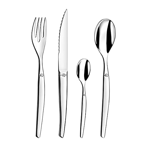 Lou Laguiole Jet 24pc Cutlery Set, Mirror Steel