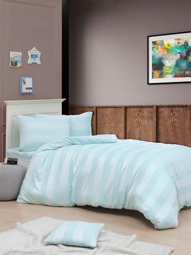 Nuit Des Rêves Mint XL Quilt Cover Set (155 x 200 cm), 70% Cotton/30% Polyester, Includes 1 Pillowcase (80 x 80 cm), Machine Washable, Elegant Button Closure