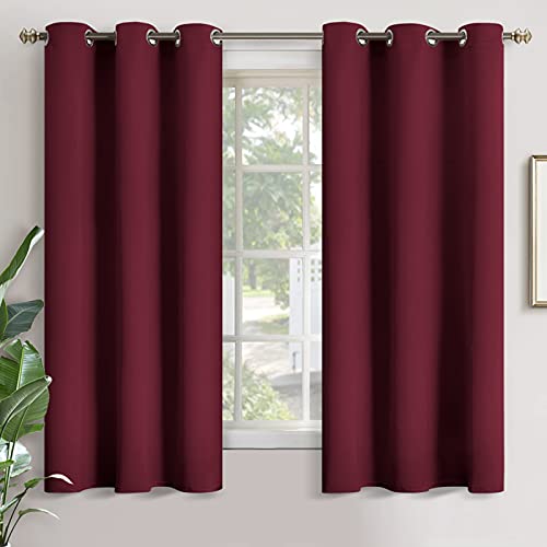 YoungsTex Burgundy Blackout Curtains 63 Inch Length 2 Panels for Bedroom - Room Darkening Drapes with Grommet Privacy for Living Room, 42 X 63 Inch