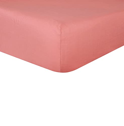 Sleepdown 100% Pure Cotton Deep Fitted Sheet Warm Cosy Breathable Super Soft Bedsheet Bed Linen 32cm Extra Deep Pockets - Dark Rose - Single,5056557500833