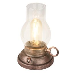 BRILONER - Rechargeable LED Table Lamp IP44 with Touch, Dimmable, Replaceable Battery, LED Light, Battery Table Lamp, Bedside Lamp, Camp Light, Oil Lamp, Outdoor, 10.5 X 17.5 cm, Bronze-Crafted