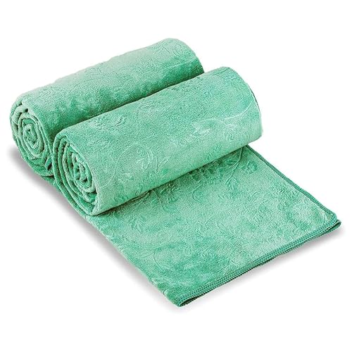 "JML Microfiber Bath Towels, Oversized Bathroom Towel 2 Pack 40"" x 80"", Super Absorbent and Fast Drying, Soft Large Microfiber Bath Sheet for Beach, Sport, Fitness, Yoga, Green"