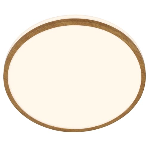 BRILONER - LED Bath Ceiling Light with Warm White Light Colour, Splash Water Protection, 12W, 1200Lm, Bathroom Light, Lamp for Kitchen, IP44 Ceiling Light, Wet Room Light, 28 X 7 cm, White-Wood
