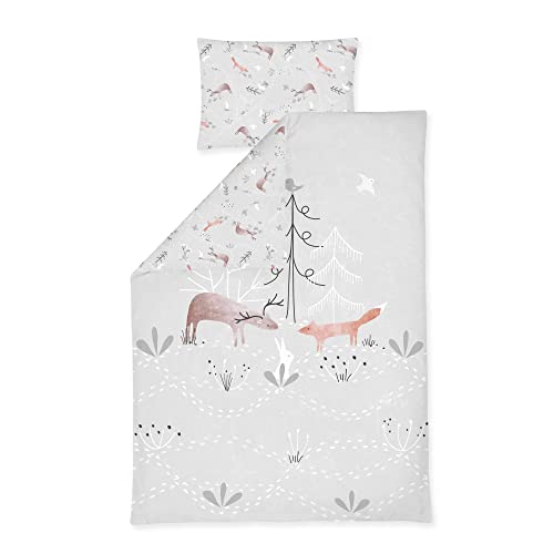 Julius Zöllner Children's Bed Linen 100% Cotton Standard 100 by Oeko-Tex, Made in Germany, Size 100 x 135 + 40 x 60 cm, Woodlife