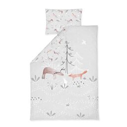 Julius Zöllner Children's Bed Linen 100% Cotton Standard 100 by Oeko-Tex, Made in Germany, Size 100 x 135 + 40 x 60 cm, Woodlife