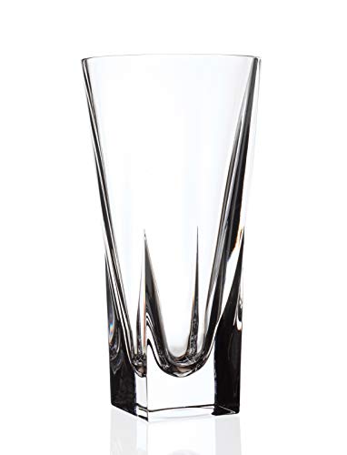 "Barski Vase - Square Bottom - Round Opening Glass Vase - for Flowers - Roses - Crystal Glass - 12"" H Made in Europe"