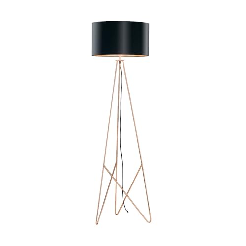 EGLO Tripod floor lamp Camporale, Living Room Lamp with Fabric Shade
