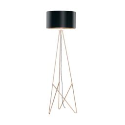 EGLO Tripod floor lamp Camporale, Living Room Lamp with Fabric Shade