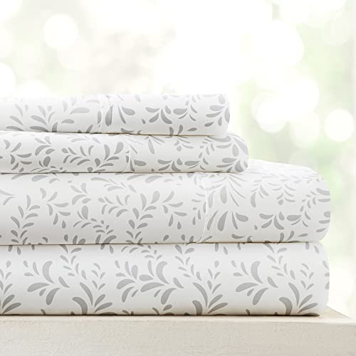 Linen Market Sheet Set, Microfiber, Burst of Vines Gray, Full