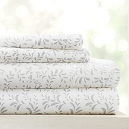 Linen Market Sheet Set, Microfiber, Burst of Vines Gray, Full