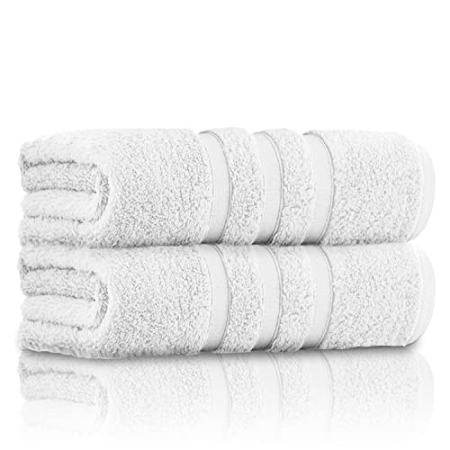 GC GAVENO CAVAILIA 100% Ringspun Cotton Bath Towels, Luxury 550 GSM Zero Twist Towel Sheets, White, 70x120 Bath Towel