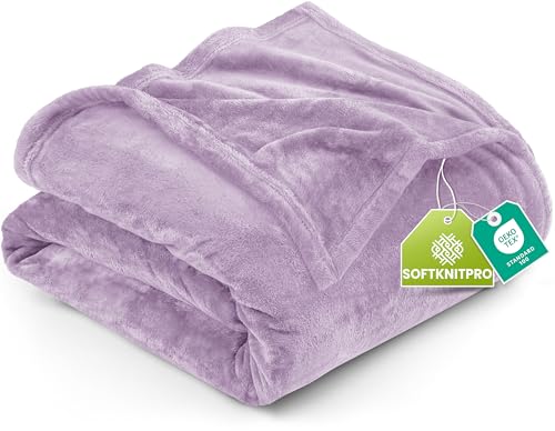 Utopia Bedding Queen Fleece Blanket 228x228cm 300GSM – Soft Fluffy Large Versatile Luxury Decorative Throw For Sofa, Bed & Settees – Cosy Breathable Warm Blanket, All Weather Gift, Lilac