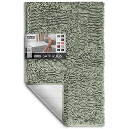 Hearth & Harbor Bathroom Rugs, Chenille Bath Mat - Machine Washable Bath Mats for Bathroom Non-Slip Backing Rubber, Quick Dry Bathroom Mat, Medium Sage