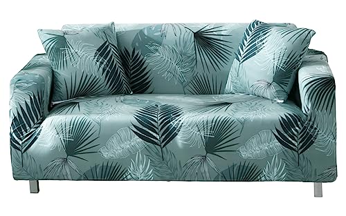Celevingne Printed Couch Cover Stretch Sofa Cover Sofa Protector for Sofa-3 Seater Elastic Sofa Slipcover with 1 Pillowcase (Blue Summer, Sofa-3 Seater)