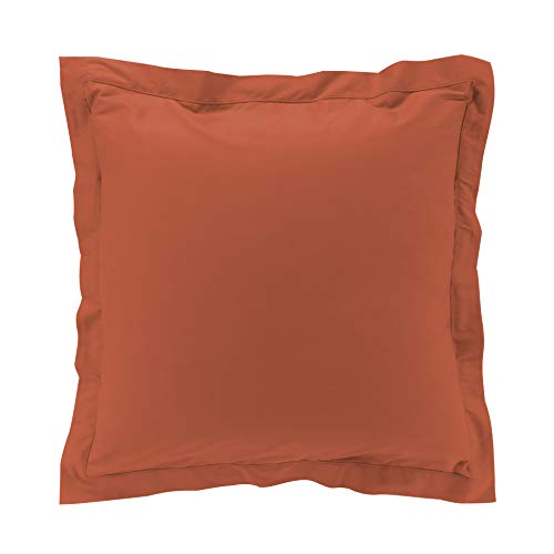 "DOUCEUR D'INTERIEUR Percale Terracotta Cushion Cover with Raised Hem 25"" x 25"""