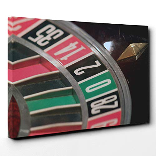 Roulette Table Casino (1) Canvas Print - Gallery Wrapped 30mm Frame Wall Art - 30x20 inches - Ready to Hang - Modern Picture - Living Room Bedroom Lounge Office