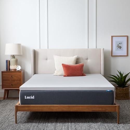 LUCID 3 Inch Bamboo Charcoal Memory Foam Mattress Topper - Full