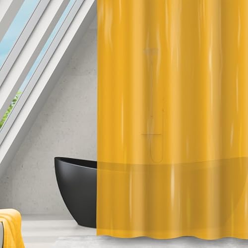 MSV Romana Polyester Shower Curtain 180 x 180 cm Saffron Transparent