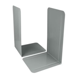 Westcott Bookends Grey (Pack of 2) - Metal 130 x 240 x 140 mm - Sturdy Book Holders for Books or Files - Robust Book Supports with 1.0 mm Material Thickness for Office & Home - E-10243 00