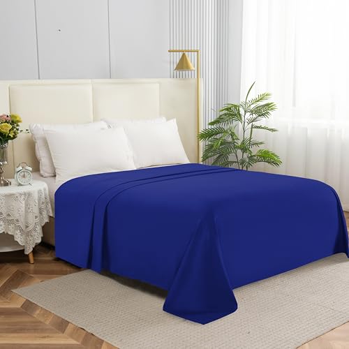 Elegant Comfort Premium Hotel Quality 1-Piece Flat Sheet, Luxury & Softest 1500 Thread Count Egyptian Quality Bedding Flat Sheet, Wrinkle, Stain and Fade Resistant, California King, Royal Blue