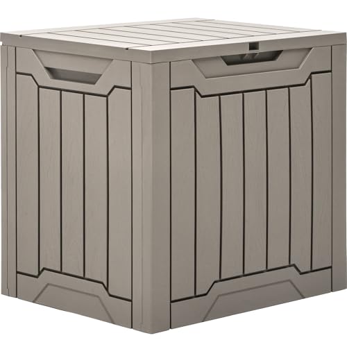 YITAHOME Outdoor Resin Storage Box 31 Gal, Water-resistant Patio Deck Box Outdoor Storage Box for Pillows, Garden Equipment, Securely Lockable, Light Brown