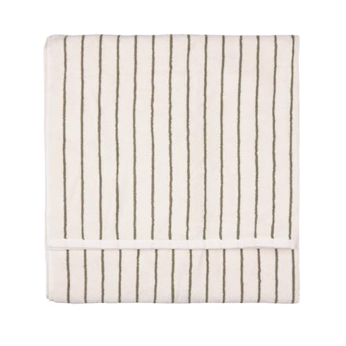 Yard furn Hebden Narrow Stripe Bath Sheet – Ultra Soft 100% Cotton Striped Luxury Bathroom Towel (Olive – 100x150cm)