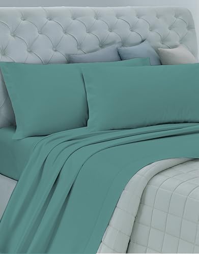 "GEMITEX Cotton Bed Set, 100% Cotton, Breathable, Free of Harmful Substances, Certified Quality Standard 100 by OEKO-TEX ""Confidence in Textile"", Double Size, Green Colour, Designed in Italy"
