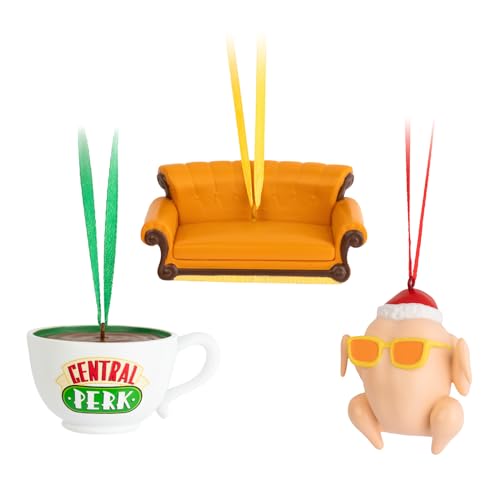 Grupo Erik Christmas Ornaments - Friends Gifts TV Show - Christmas Tree Decorations Set Of 3 - Cup, Turkey, Sofa - Friends Merchandise, Xmas Decorations For Tree