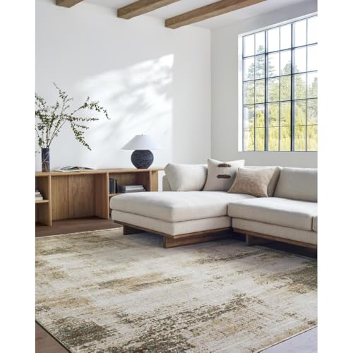 Livabliss x Galey Alix Abstract Carpet 200x275 cm – Modern Marble Design for Living Room, Dining & Bedroom, Soft Luxurious Medium Pile, Easy Care Floor Covering, Cream Taupe Brown