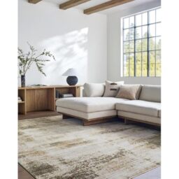 Livabliss x Galey Alix Abstract Carpet 200x275 cm – Modern Marble Design for Living Room, Dining & Bedroom, Soft Luxurious Medium Pile, Easy Care Floor Covering, Cream Taupe Brown