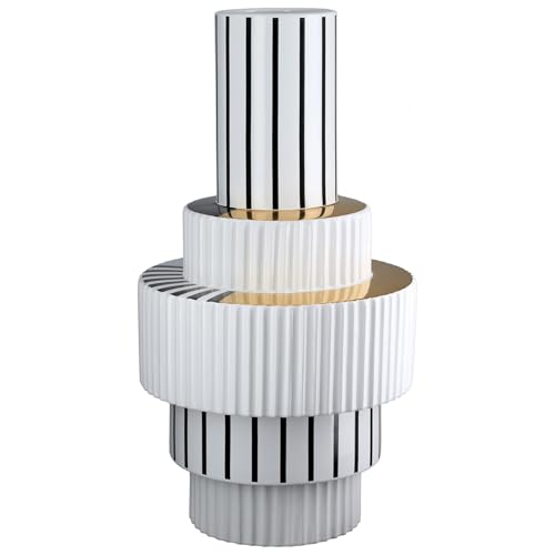 GILDE Livello Floor Vase Ceramic White Glazed Height 46 cm x Diameter 24 cm Waterproof Flower Vase