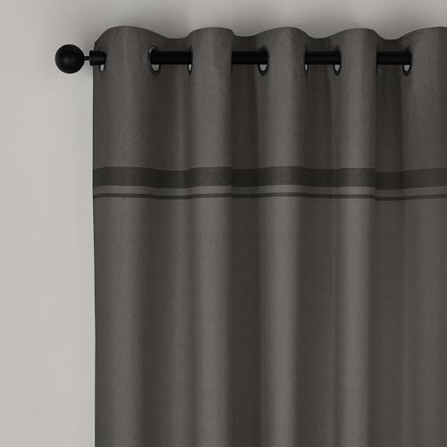 Catherine Lansfield Melville 66x90 Inch Lined Eyelet Curtains Two Panels Grey