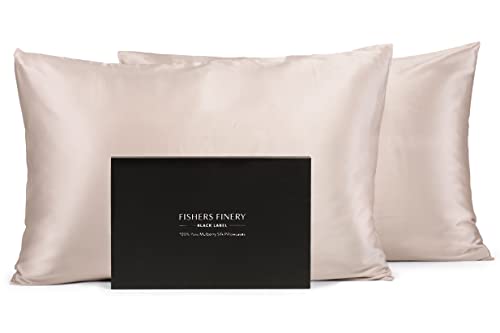 Fishers Finery 30mm 100% Pure Mulberry Silk Pillowcase Set, Quality Tested (Taupe, Queen, 2 Pack)