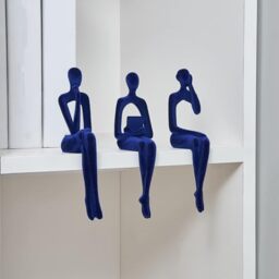 Octdays Blue Thinker Statue for Home Decor Modern Minimalist Sculpture for Living Room Bookshelf Office Desktop Abstract Art Figurine Decoration 3 Pieces