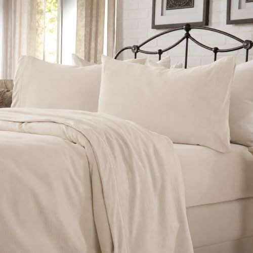 Great Bay Home Extra Soft Heather Jersey Knit (T-Shirt) Sheet Set Soft, Comfortable, Cozy All-Season Bed Sheets Carmen Collection (Full, Oatmeal)