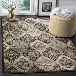 Safavieh Traditional Indoor Woven Rectangle Area Rug, Vintage Collection, VTG572, in Black / Light Blue, 155 X 231 cm for Living Room, Bedroom or Any Indoor Space