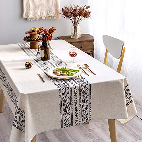 GLORY SEASON Modern and Minimalist Tablecloth Linen Fabric Farmhouse Decoration 52x70 Rectangle Bohemian Printed Pattern Non-Fade Washable Stylish Oblong Table Cover for Kitchen Dining Tabletop